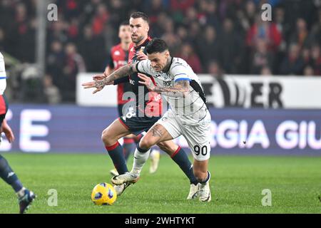 Genova, Italia. 11 febbraio 2024. Foto Tano Pecoraro/LaPresse 11 febbraio 2024 Genova, Italia - sport, calcio - Genova vs Atalanta - Campionato di calcio serie A TIM 2023/2024 - Stadio Luigi Ferraris. Nella foto: Scamacca gianluca11 febbraio 2024 Genova, Italia - sport, calcio - Genova vs Atalanta - Campionato Italiano di serie A 2023/2024 - Stadio Luigi Ferraris. Nella foto: Scamacca gianluca credito: LaPresse/Alamy Live News Foto Stock