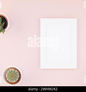 Mock-up del telaio con cactus decorativi Foto Stock