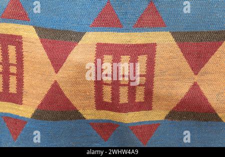 coperta africana vintage, motivo tribale, fibre naturali e consistenza Foto Stock