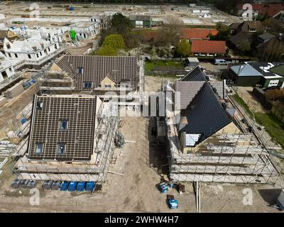 Costruzione di nuove case ecocompatibili, Velserbroek, Olanda Foto Stock