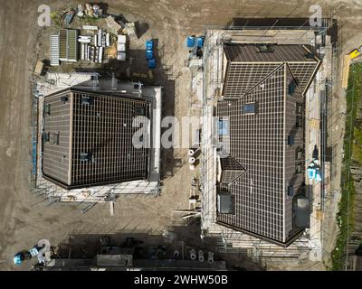 Costruzione di nuove case ecocompatibili, Velserbroek, Olanda Foto Stock