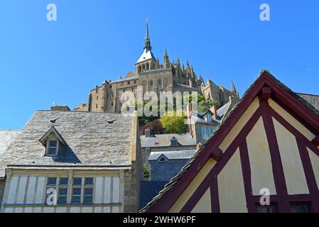 Mont-Saint-Michel, abbazia, frammento, Normandia, Francia Foto Stock