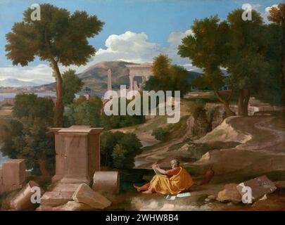 Nicolas Poussin - Paysage avec saint Jean à Patmos Foto Stock