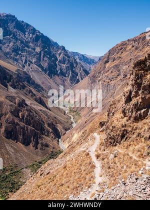 Uno dei canyon di montagna più profondi al mondo, il Canyon del Colca, Arequipa, Perù. Foto Stock