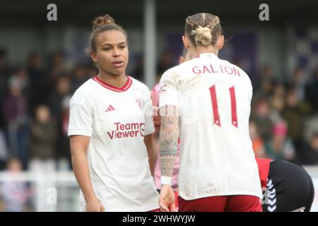 Nikita Parris e Leah Galton Southampton FC Women contro Manchester United Women Adobe Women's fa Cup al Silverlake Stadium Foto Stock