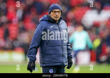 Sheffield, Regno Unito. 27 gennaio 2024. Assistente di prima squadra maschile allenatore di atletica Vincenzo Teresa durante la partita di Sheffield United FC contro Brighton & Hove Albion FC Emirates fa Cup 4 ° turno a Bramall Lane, Sheffield, Inghilterra, Regno Unito il 27 gennaio 2024 Credit: Every Second Media/Alamy Live News Foto Stock