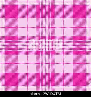 Mescolare il controllo dello sfondo senza interruzioni, invitare il vettore del pattern a plaid. Tessuto tessile industriale con texture tartan di colore chiaro e rosa. Illustrazione Vettoriale