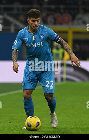 Giovanni di Lorenzo della SSC Napoli durante la partita di calcio di serie A tra l'AC Milan e l'SSC Napoli l'11 febbraio 2024 allo stadio Giuseppe Meazza San Siro Siro di Milano. Foto Tiziano Ballabio Foto Stock