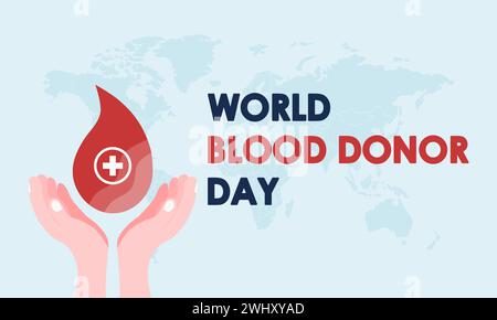 Concetto di donazione del sangue. Giornata mondiale dei donatori di sangue. Illustrazione vettoriale. Illustrazione Vettoriale