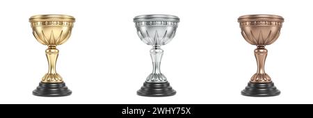 Trofeo oro, argento e bronzo inciso in 3D. Foto Stock