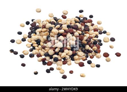 La miscela di semi di quinoa crudi è isolata su sfondo bianco Foto Stock