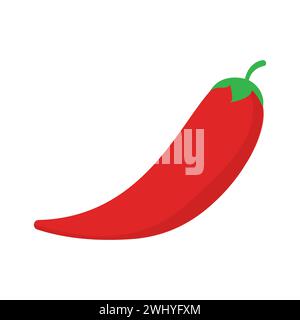 Peperoncino rosso caldo. Design con logo Red Hot Chili, concept Vector, modello con logo Spicy Pepper. Peperoncini in fiamme. Icona peperoncino Illustrazione Vettoriale