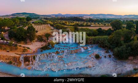 Toscane Italy, spa naturale con cascate e sorgenti termali a sa Foto Stock