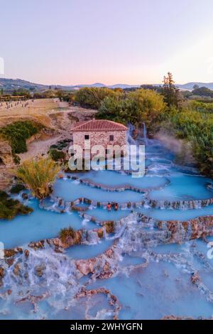 Toscane Italy, spa naturale con cascate e sorgenti termali a sa Foto Stock