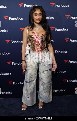 Las Vegas, Stati Uniti. 10 febbraio 2024. Saweetie arriva alla festa fanatica del Super Bowl di Michael Rubin al Marquee Nightclub al Cosmopolitan di Las Vegas il 10 febbraio 2024 a Las Vegas, Nevada © JPA/AFF-USA.com Credit: AFF/Alamy Live News Foto Stock