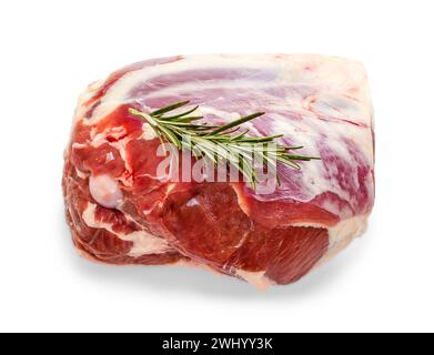 Coscia di agnello congelata con ramoscello rosmarino Foto Stock