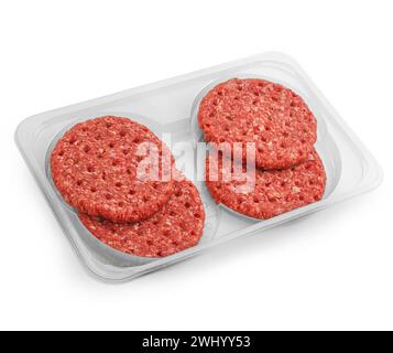 Quattro fette di hamburger fresche isolate Foto Stock