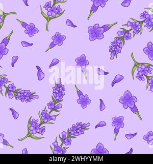 Eleganti foglie di fiori e rami di lavanda Illustrazione Vettoriale