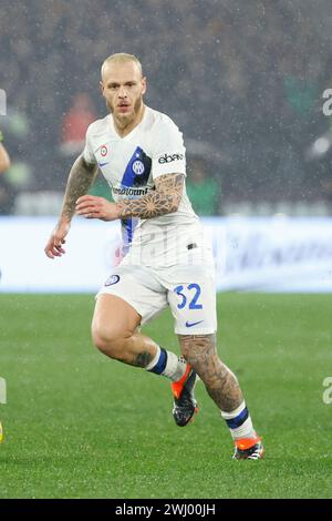 Roma, Lazio, Italia. 10 febbraio 2024. I321x durante la partita di calcio di serie A COME Roma - Inter FC Stadio Olimpico il 10 febbraio 2024 a Roma, Italia. (Credit Image: © Ciro De Luca/ZUMA Press Wire) SOLO PER USO EDITORIALE! Non per USO commerciale! Foto Stock