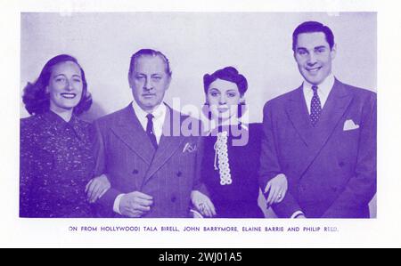 TALA BIRELL JOHN BARRYMORE ELAINE BARRYMORE e PHILIP REED nella nuova commedia MY DEAR CHILDREN 1940 regista OTTO PREMINGER scrittori Catherine Turney e Jerry Horwin prodotta da Richard Aldrich e Richard Myers al Belasco Theatre di Broadway, New York dal 31 gennaio al 18 maggio 1940 Foto Stock