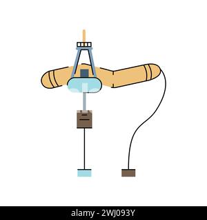 Icona della linea di colore della centrale elettrica a onde. Fonte di energia alternativa. Elemento isolato vettoriale. Traccia modificabile. Illustrazione Vettoriale