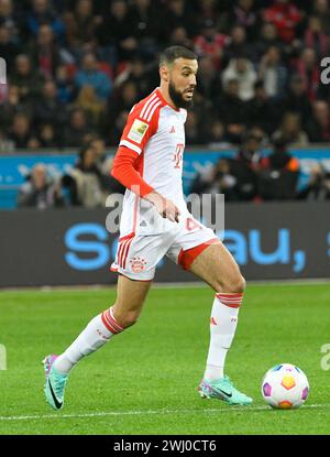 BayArena Leverkusen Germania, 10.2,2024, calcio: Bundesliga Season 2023/2024 Matchday 21., Bayer 04 Leverkusen (B04) vs FC Bayern Muenchen (FCB) —Noussair Mazraoui (FCB) Foto Stock