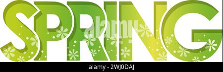 Logo decorativo 3D Relief Spring. Illustrazione vettoriale isolata su sfondo bianco. Illustrazione Vettoriale