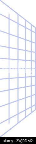 Griglia blu verticale in prospettiva. Struttura a parete disegnata con linee blu, elemento tecno astratto per un design tecnologico moderno e retrò. Semplice V a colori Illustrazione Vettoriale