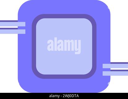 Processore, microchip, CPU e hardware. Design a microprocessore, elemento tecno astratto per un design tecnologico moderno e retrò. Semplice vettore di colori Illustrazione Vettoriale