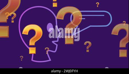 Immagine delle icone ai e dell'elaborazione dei dati su sfondo viola Foto Stock