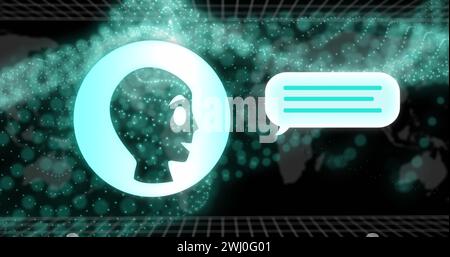 Immagine dell'elaborazione dei dati dell'IA sulla codifica binaria Foto Stock