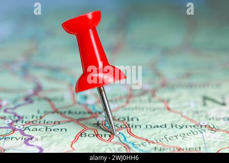 Bonn pin sulla mappa della Germania Foto Stock