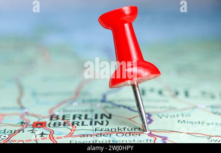 Frankfurt an der Oder, Germania pin sulla mappa Foto Stock