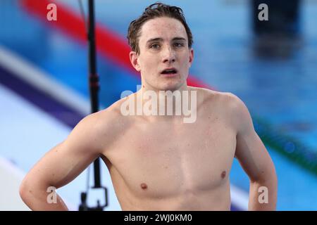 Doha, Qatar. 12 febbraio 2024. Lucas Henveaux nella foto ai 200 m di freestyle maschili ai Campionati mondiali di nuoto a Doha, Qatar, domenica 11 febbraio 2024. BELGA PHOTO NIKOLA KRSTIC credito: Belga News Agency/Alamy Live News Foto Stock