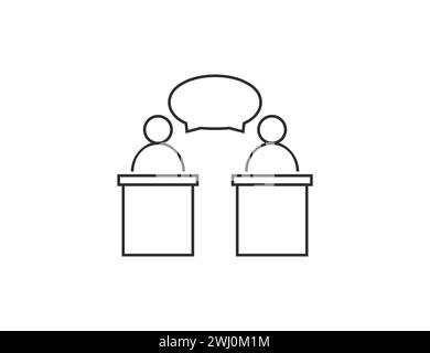 Dibattito, comunicazione, icona del dibattito sul podio. Illustrazione vettoriale. Illustrazione Vettoriale