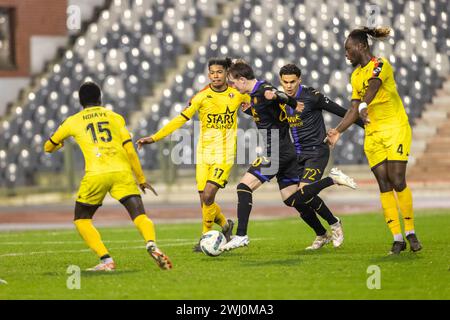 Bruxelles, Belgio. 10 febbraio 2024. Nella foto durante una partita di calcio tra RSC Anderlecht Futures U23 e Royal Football Club Seraing durante la ventunesima partita della stagione Challenger Pro League 2023-2024, sabato 10 febbraio 2024 a Bruxelles, Belgio . Crediti: Sportpix/Alamy Live News Foto Stock