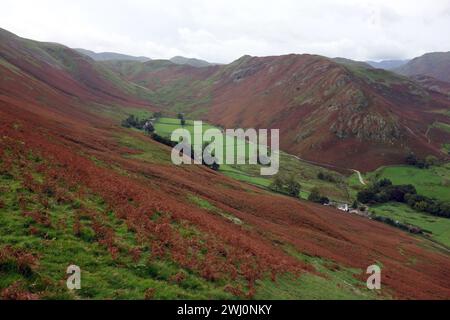 La Fusedale Valley & The Wainwright 'Steel Knotts' dal Path al 'Bonscale Pike' vicino a Howtown, Lake District National Park, Cumbria, Inghilterra, Regno Unito. Foto Stock