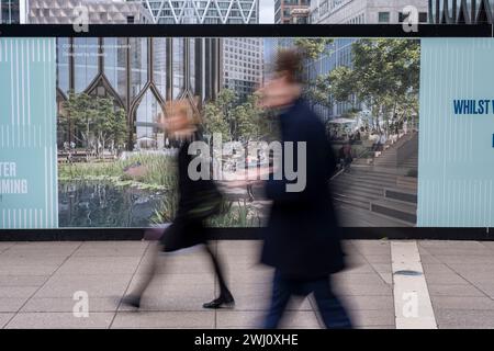 Il 6 febbraio 2024, a Londra, Regno Unito, ospita il progetto di riqualificazione di Middle Dock nel cuore del distretto finanziario di Canary Wharf. Lo sviluppo è in collaborazione con il progetto Eden e offrirà nuovi spazi pubblici, piantagioni e accesso alle vie d'acqua come parte di un più ampio progetto della Canary Wharf Estate. Canary Wharf è un'area situata vicino all'Isola dei cani nel London Borough of Tower Hamlets ed è definita dalla Greater London Authority come parte del quartiere finanziario centrale di Londra. Foto Stock