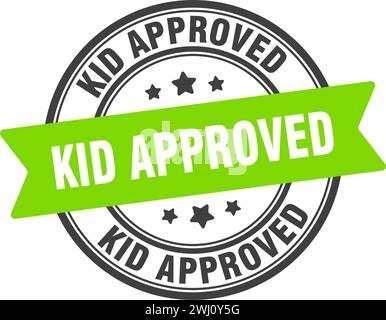 timbro approvato da kid. il ragazzo ha approvato il cartello rotondo. etichetta su sfondo trasparente Illustrazione Vettoriale