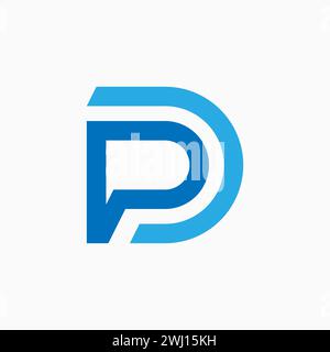 Design del logo concept grafico creativo temi di stock vettoriali premium lettera di arte astratta font di linea PD iniziale o DP correlati al branding monogramma tipografico Illustrazione Vettoriale