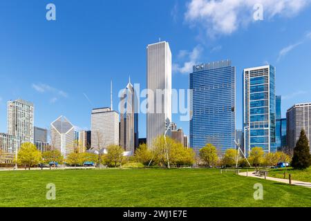 Lo skyline di Chicago grattacieli grattacieli negli Stati Uniti Foto Stock