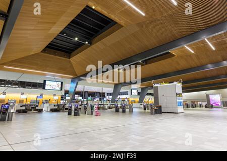 Terminal dell'aeroporto Bergen Flesland in Norvegia Foto Stock