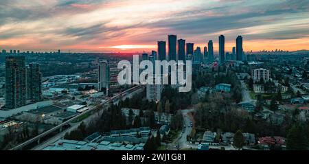 Vista aerea degli edifici residenziali di Burnaby, Vancouver, BC, Canada Foto Stock