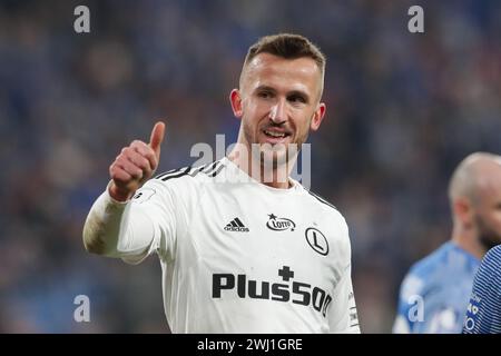 Chorzow, Polonia. 9 febbraio 2024. Tomas Pekhart del Legia Warszawa visto in azione durante la partita di calcio polacca PKO Ekstraklasa League 2023/2024 tra Ruch Chorzow e Legia Warszawa allo Slaski Stadium. Punteggio finale; Ruch Chorzow 0:1 Legia Warszawa. (Foto di Grzegorz Wajda/SOPA Images/Sipa USA) credito: SIPA USA/Alamy Live News Foto Stock