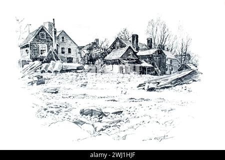 Barnegat, Ocean County New Jersey, illustrazione a matita dell'artista americano dell'inizio del XX secolo; Lester G. Hornby Foto Stock