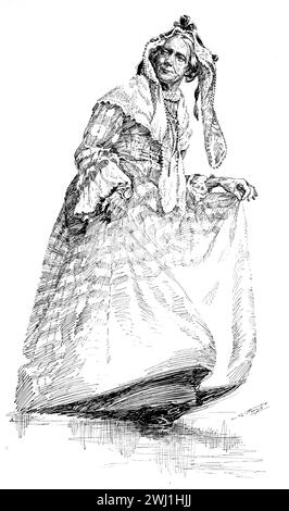 Nella sua raffinatezza, illustrazione in linea di donna in costume ornato dall'artista americano dell'inizio del XX secolo; Lester G. Hornby Foto Stock