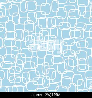 Texture astratta - motivo di moda senza cuciture. Intreccio di linee artistiche intrecciate di forme geometriche. Tessuto retrò con motivo vettoriale blu e. Illustrazione Vettoriale