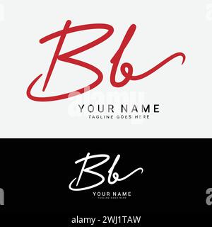 B, lettera iniziale logo BB. Logo firma alfabetico BB scritto a mano Illustrazione Vettoriale