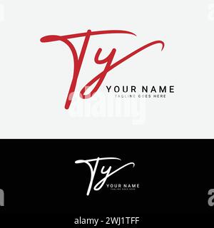 Logo T, Y, TY con lettera iniziale. Logo della firma scritta a mano Alphabet TY Illustrazione Vettoriale