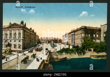 Europa, Deutschland, Berlino, Schlossplatz mit Schloss, Postkarte, verschickt 04. 06. 1918 , herausgegeben von J. W. B. - serie Iris , Rechte werden nicht vertreten . / Europa, Germania, Berlino, piazza del palazzo e palazzo, cartolina, inviato 04. 06. 1918, pubblicato da J. W. B. - serie Iris . Non ci sono diritti. Foto Stock